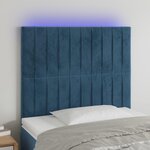 VIDAXL Tete de lit a LED Bleu fonce 100x5x118/128 cm Velours