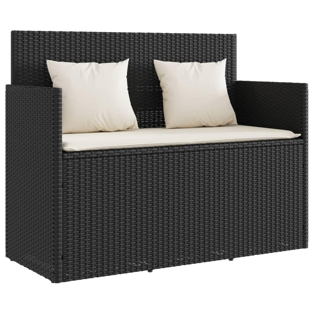 VIDAXL Banc de jardin avec coussins noir resine tressee