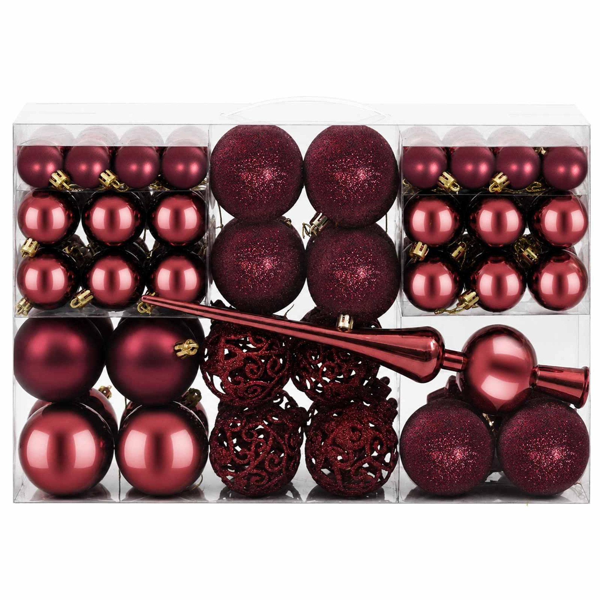 Voir la diapositive 4 : VIDAXL Ensemble de boules de Noël 111 pc Bordeaux Diam. 6 cm