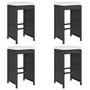 Voir la diapositive 2 : VIDAXL Tabourets de bar de jardin et coussins lot de 4 resine tressee