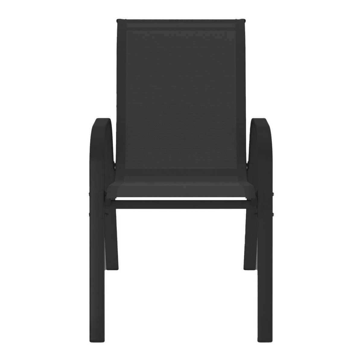 ID MARKET Lot de 4 chaises de jardin LYMA métal et textilène empilables noires