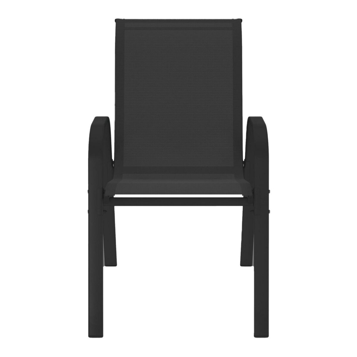 ID MARKET Lot de 4 chaises de jardin LYMA métal et textilène empilables noires