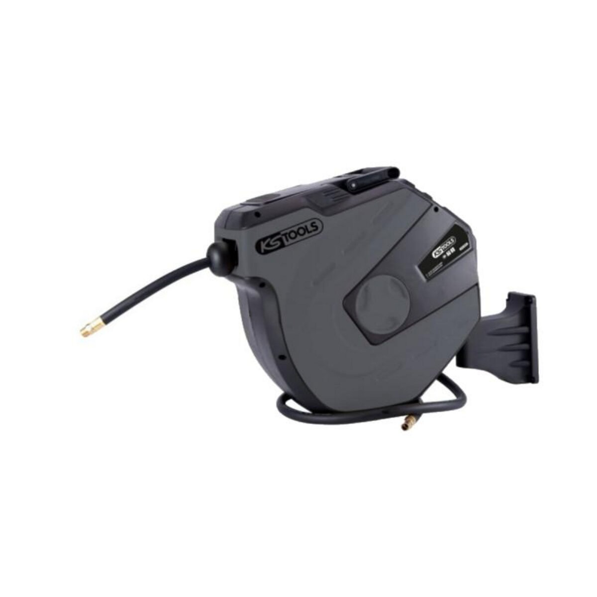Ks Tools Enrouleur de tuyau d'air et d'eau KS TOOLS - Gris - Mural - 15m - 1/4 pouce - 515.3470