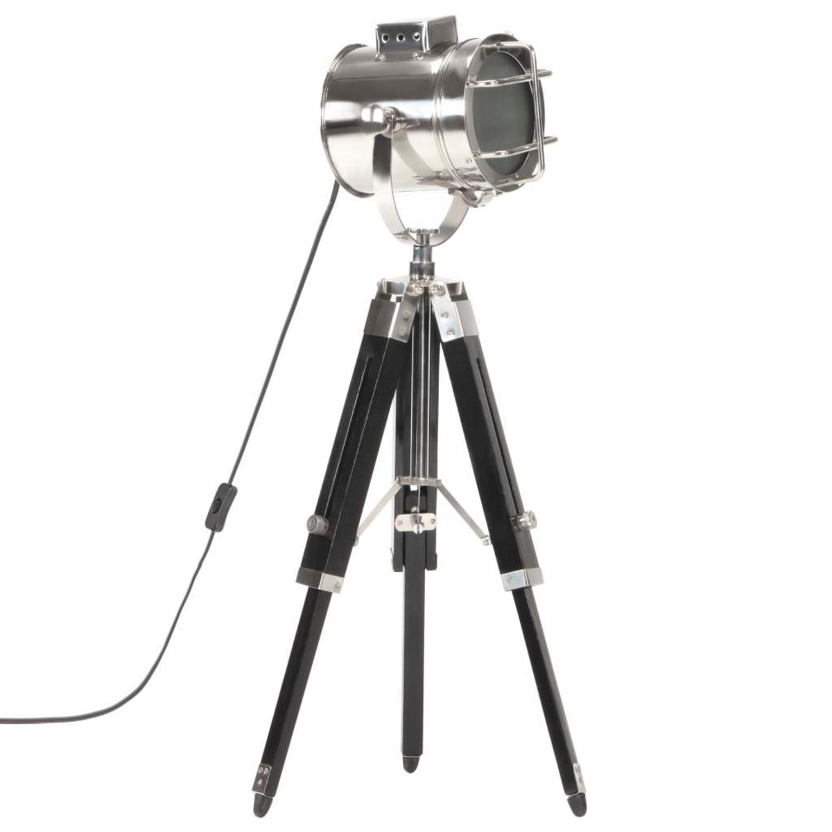 VIDAXL Lampadaire a trepied Noir Bois de manguier massif 69 cm