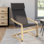 Voir la diapositive 2 : ID MARKET Fauteuil NILS bois façon hêtre et coussin tissu gris