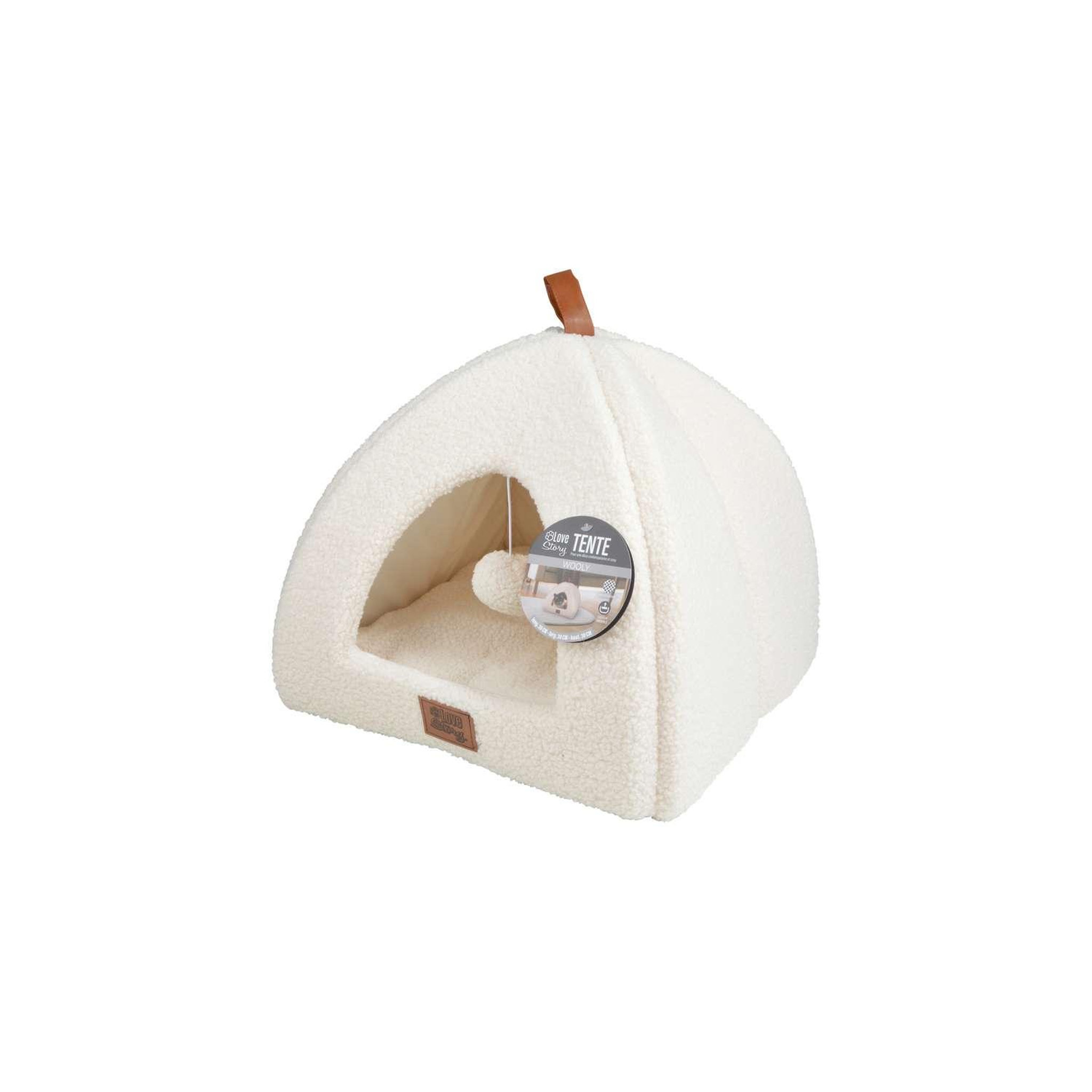 Voir la diapositive 5 : LOVE STORY Tente bandit en laine bouclée pour chat et chien - ecru