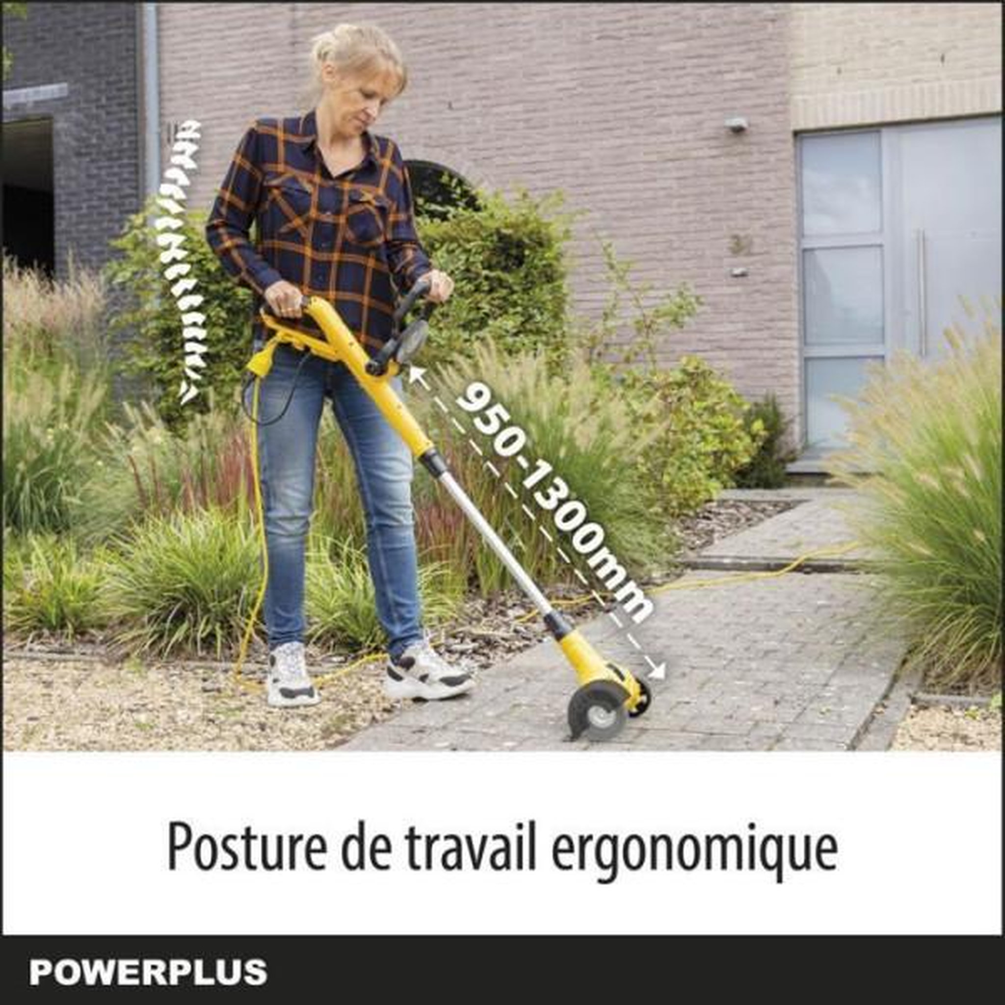 Voir la diapositive 2 : POWERPLUS Powerplus Désherbeur Téléscopique Électrique POWXG6650 - Extracteur de Mauvaises Herbes, 400 W, avec Brosse en Nylon et en A