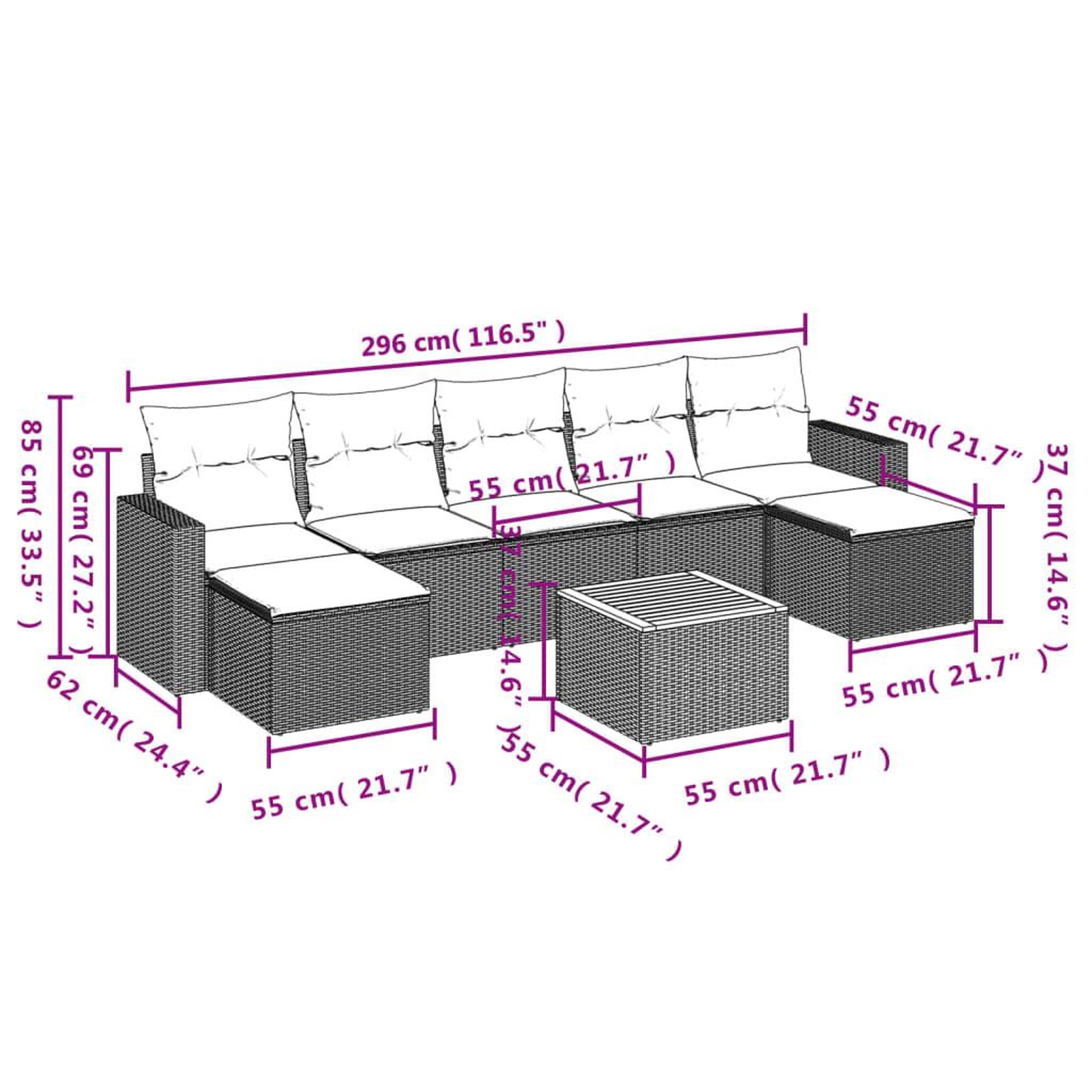 Voir la diapositive 4 : VIDAXL Salon de jardin 8 pcs avec coussins noir resine tressee
