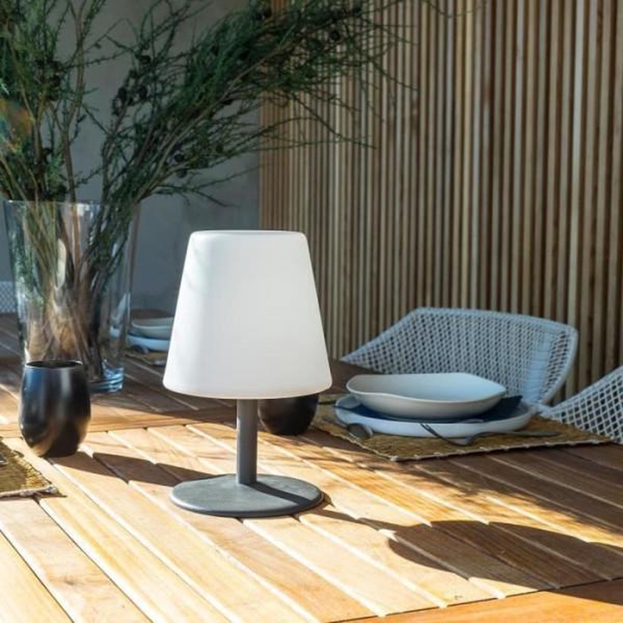 Voir la diapositive 3 : Lumisky Lampe de table LED sans fil Standy Mini Rock - Lumisky - H 25 cm - Gris et blanc