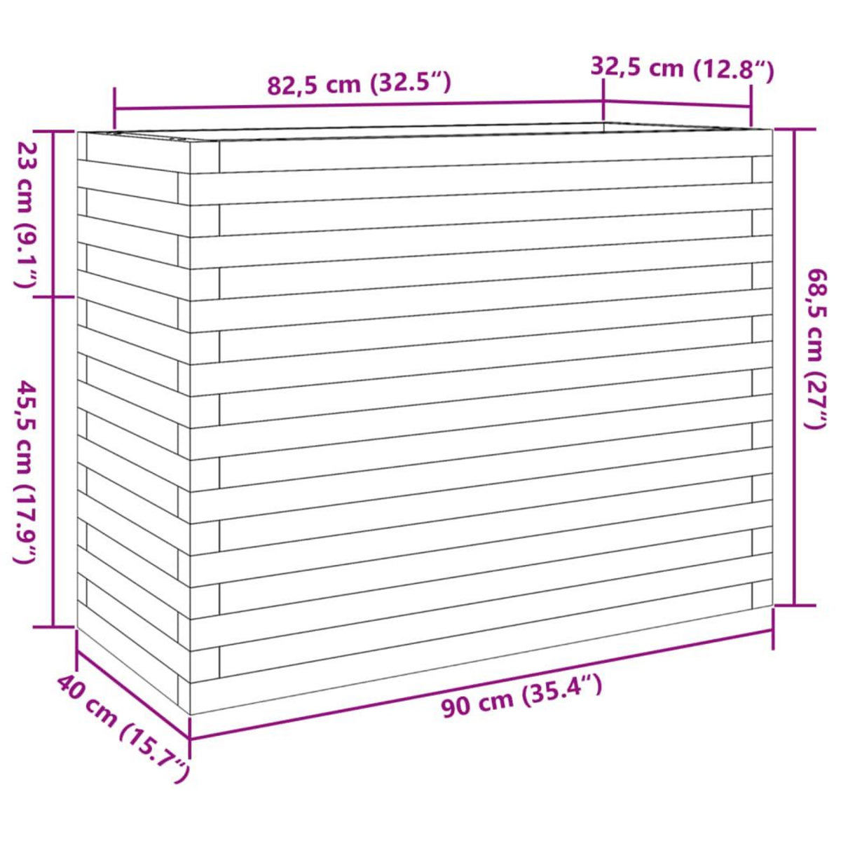 VIDAXL Jardiniere 90x40x68,5 cm bois de pin impregne