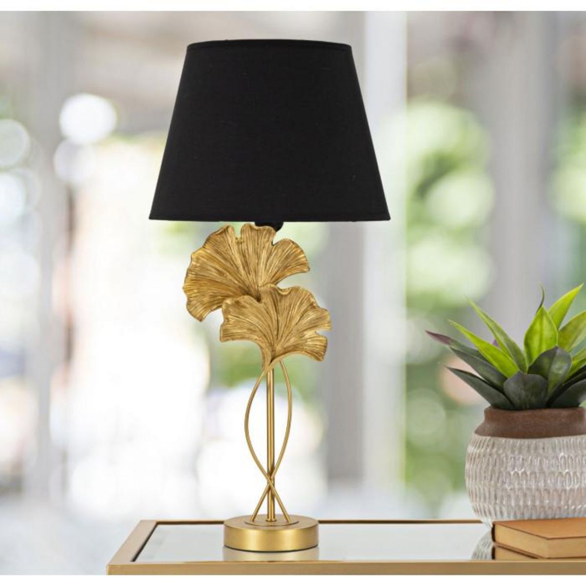 Paris Prix Lampe à Poser Design  Flow  63cm Or & Noir