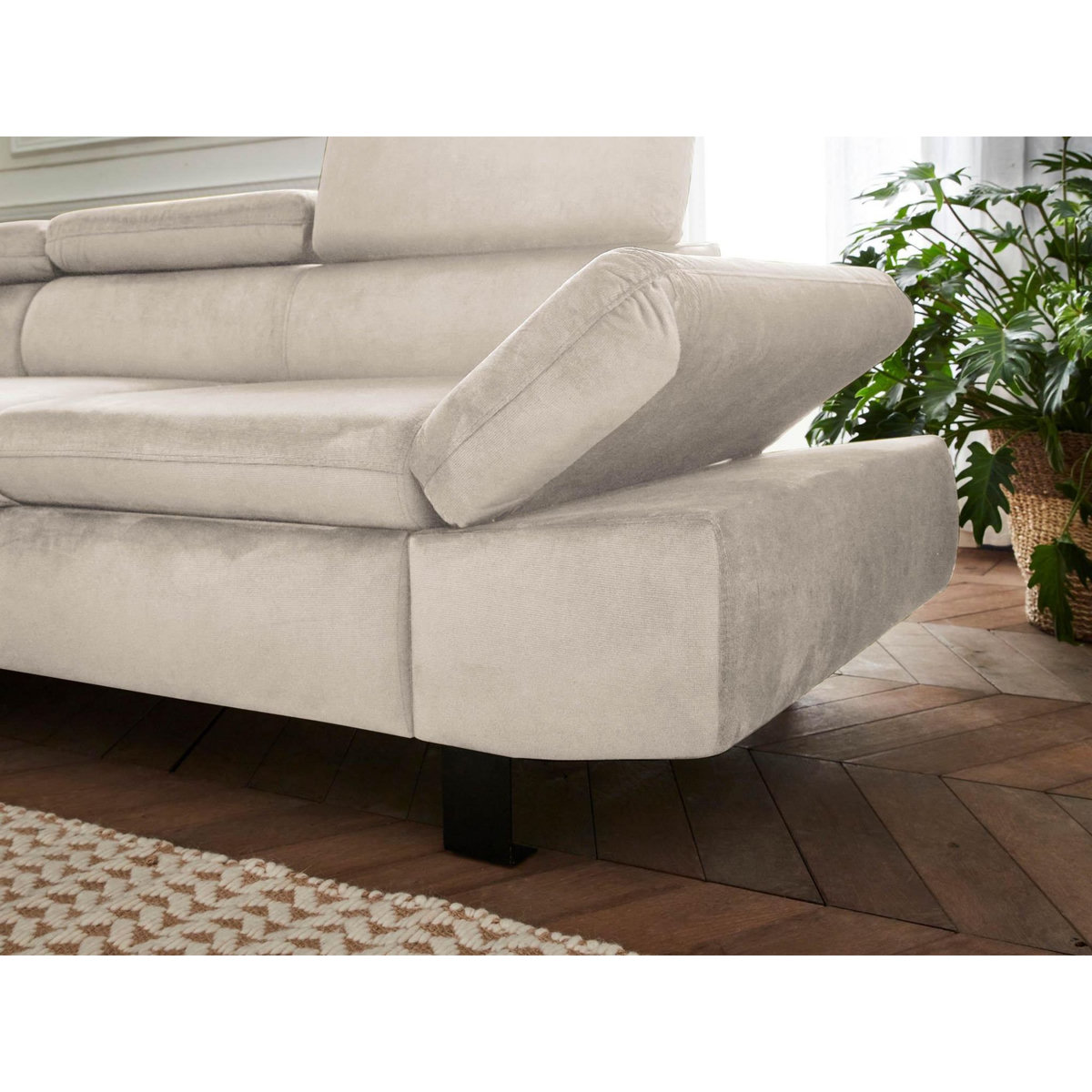 LISA DESIGN Nairobi - canapé d'angle convertible - en velours - 5 places - avec têtières - gauche