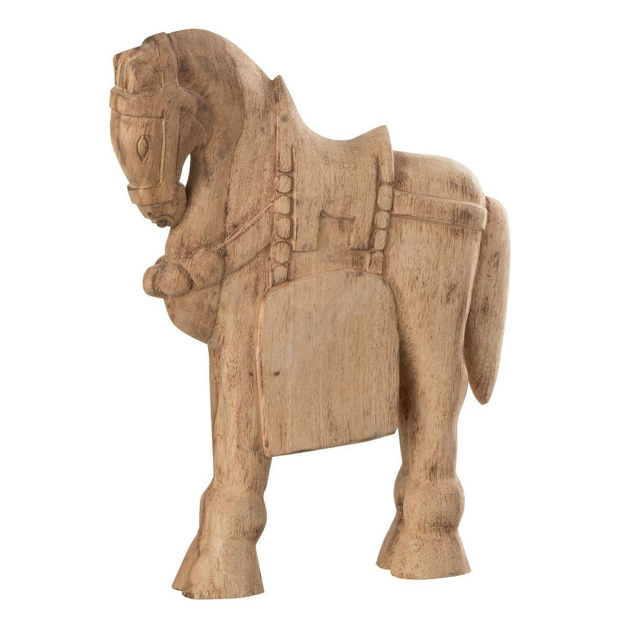 Voir la diapositive 1 : J-LINE Statuette déco en bois  cheval  37cm naturel