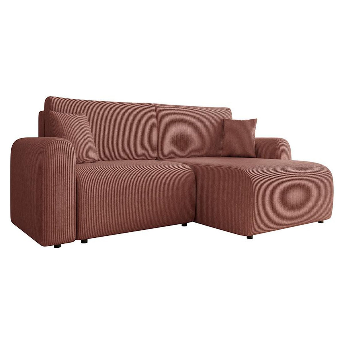 BEST MOBILIER Naomi - canapé d'angle réversible 4 places convertible avec coffre en velours côtelé