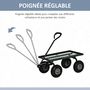 Voir la diapositive 4 : OUTSUNNY Chariot de transport jardin remorque à main charrette à bras 4 roues 94L x 48,5l x 100H cm charge max. 150 Kg métal vert