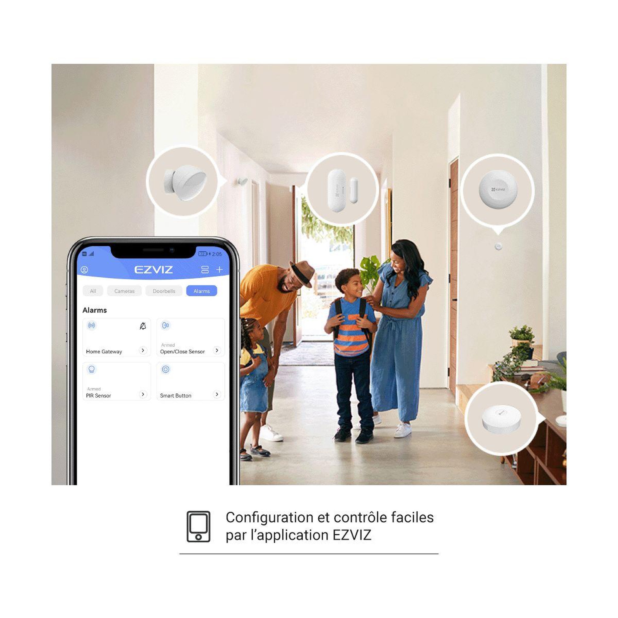 Voir la diapositive 4 : EZVIZ Alarme maison Kit Alarm 4 pdts - Compatible Matter