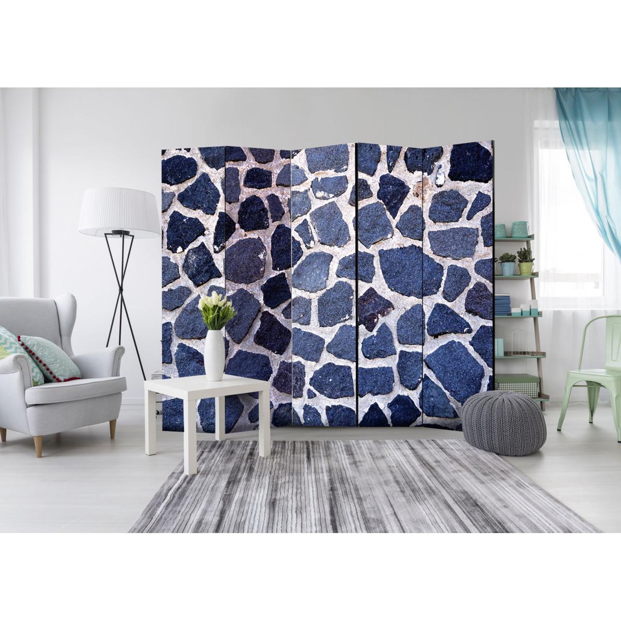 Voir la diapositive 2 : Paris Prix Paravent 5 volets  blue summer  172x225cm