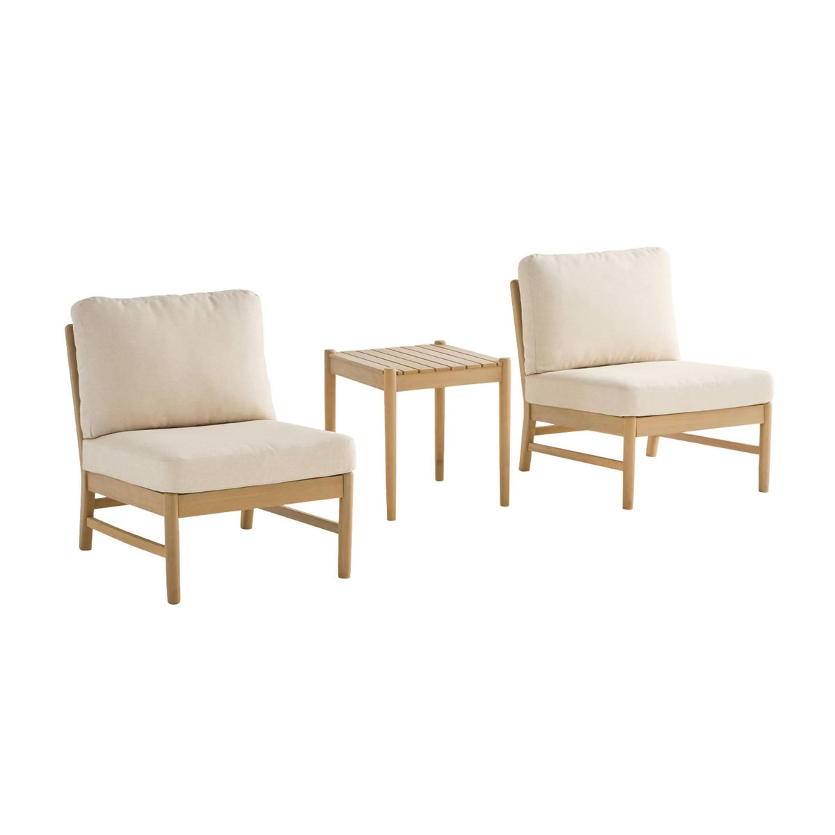 SWEEEK Salon de jardin bois d'acacia naturel 2 places - Lunari