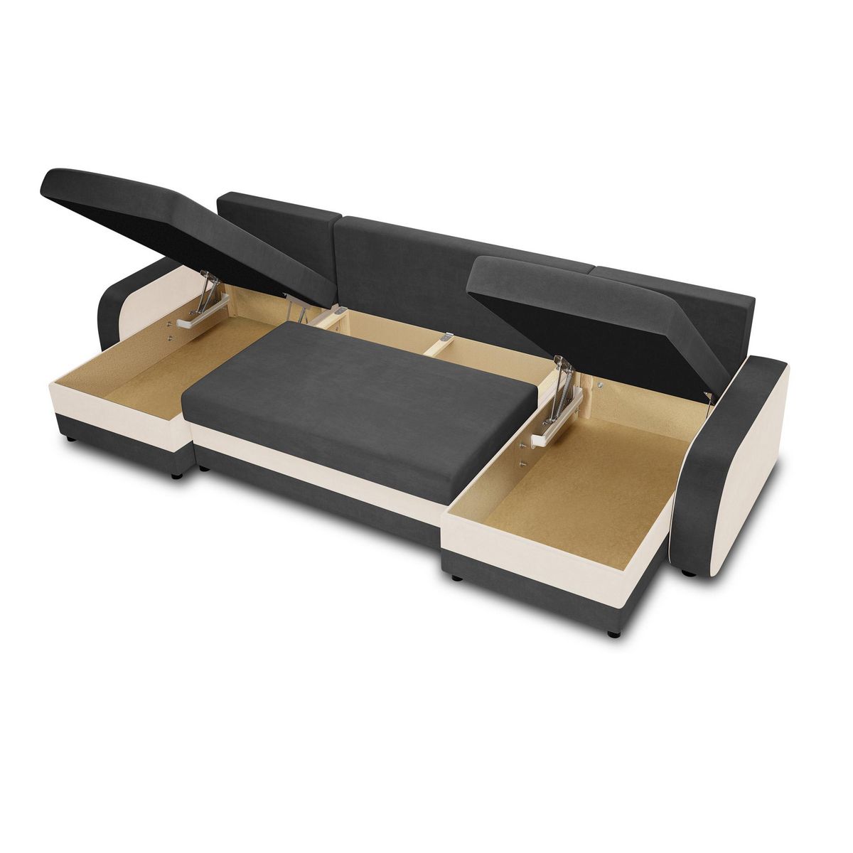 BEST MOBILIER Valos - canapé panoramique en u - 7 places - convertible avec coffre - en velours