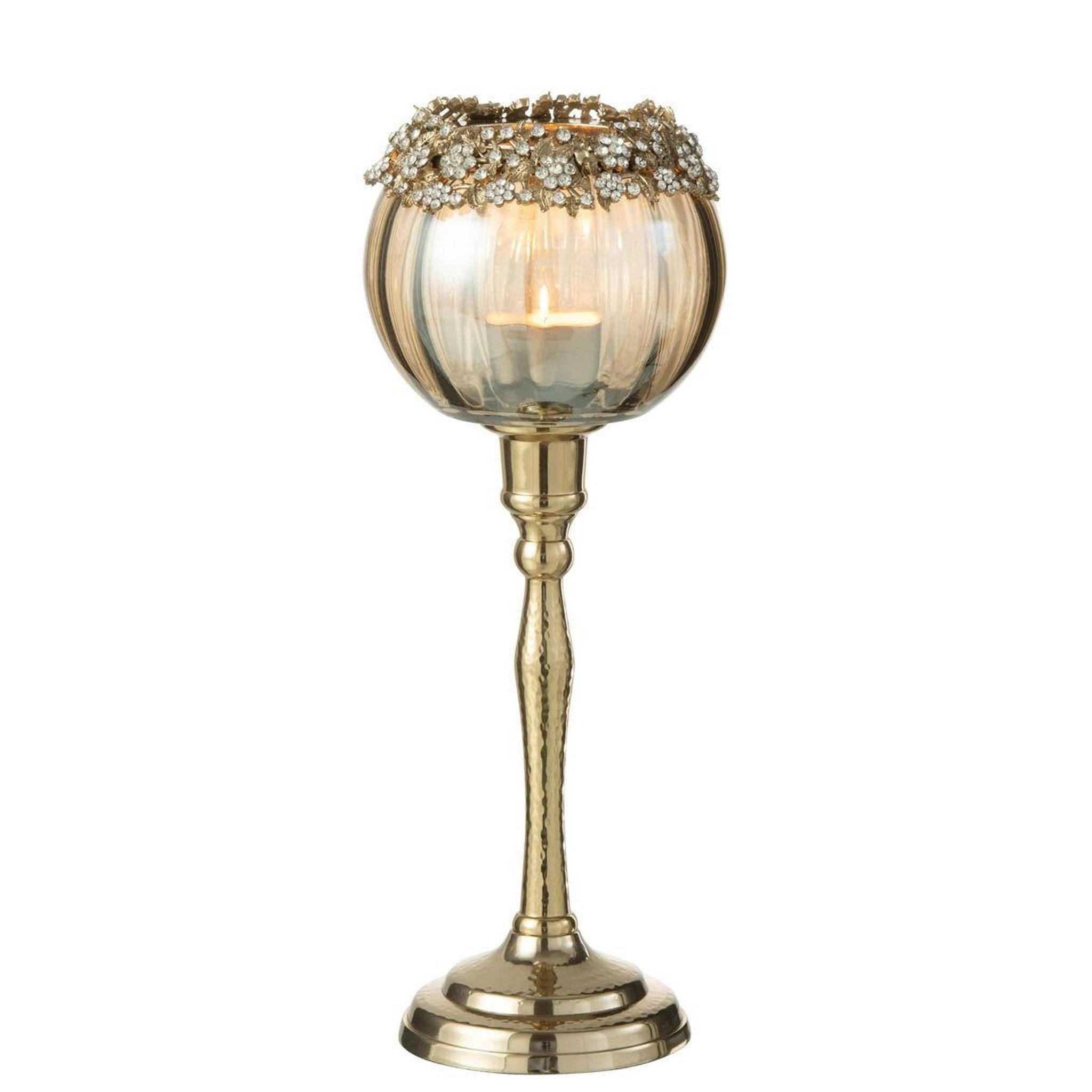 Voir la diapositive 2 : J-LINE Photophore sur pied design  vallee  33cm bronze