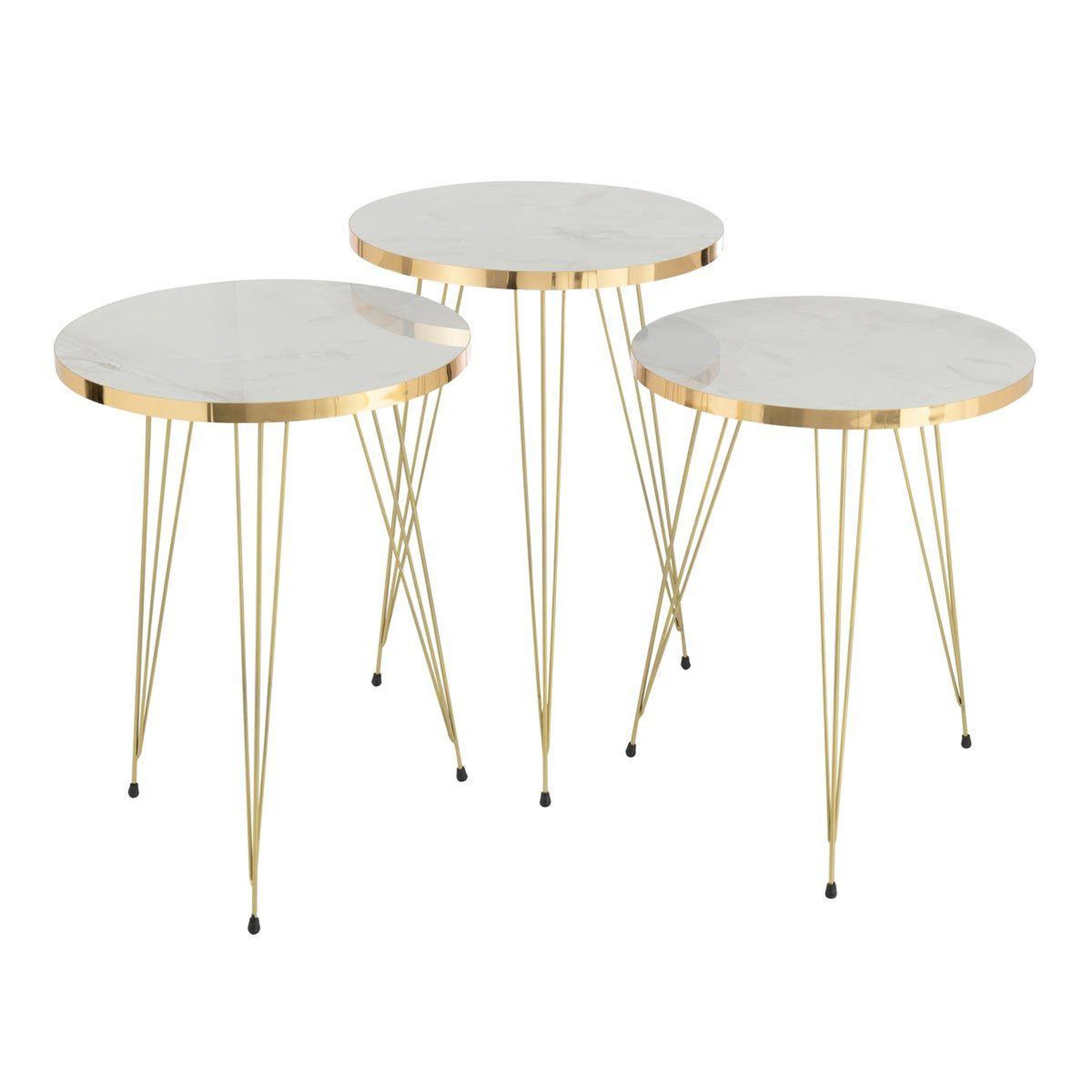 Voir la diapositive 1 : J-LINE Lot de 3 tables d'appoint  lottie  56cm blanc