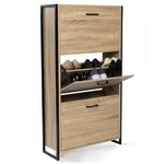 ID MARKET Meuble à chaussures 18 paires LUIS 3 portes design industriel
