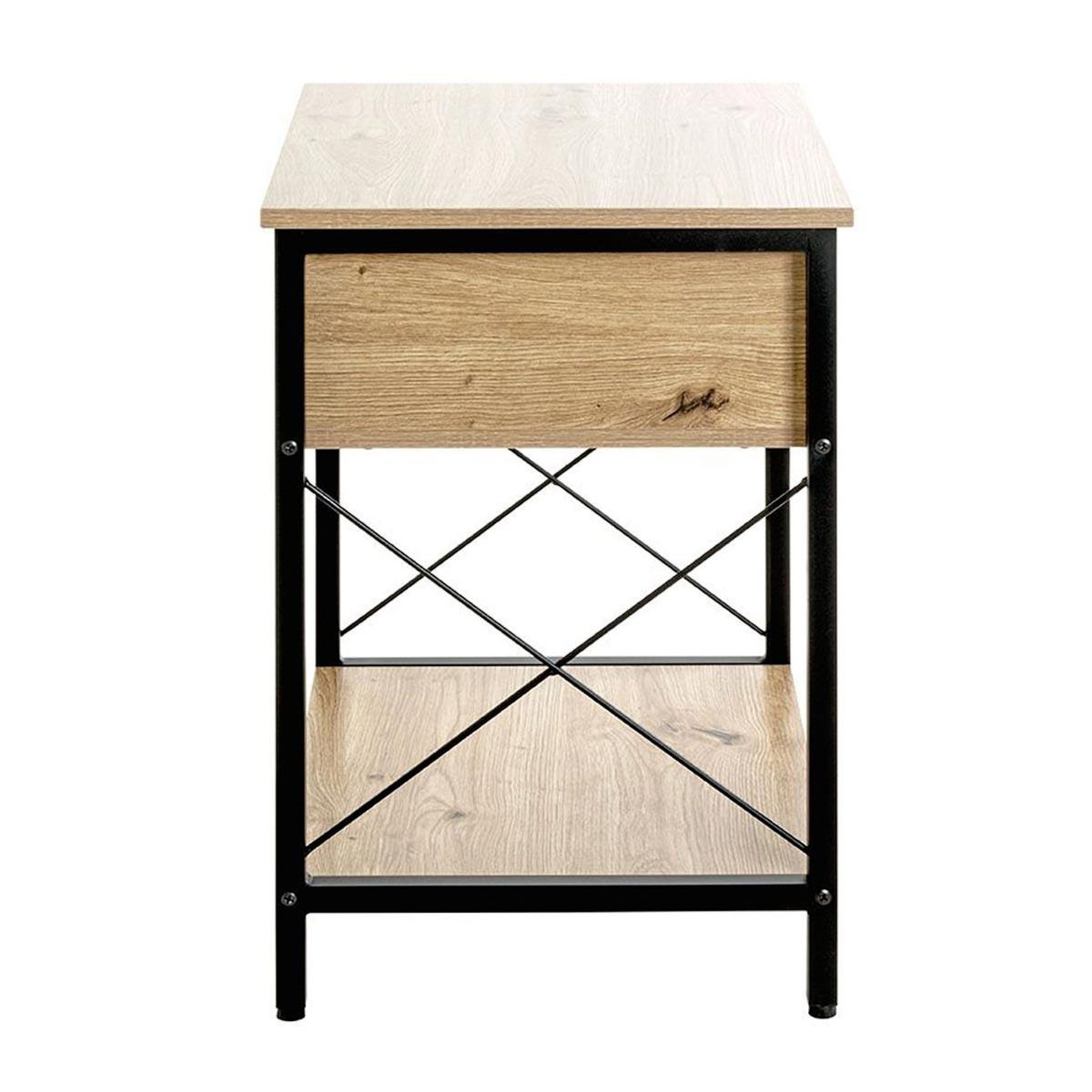 Paris Prix Table de Chevet 1 Tiroir  Jodi  60cm Naturel & Noir