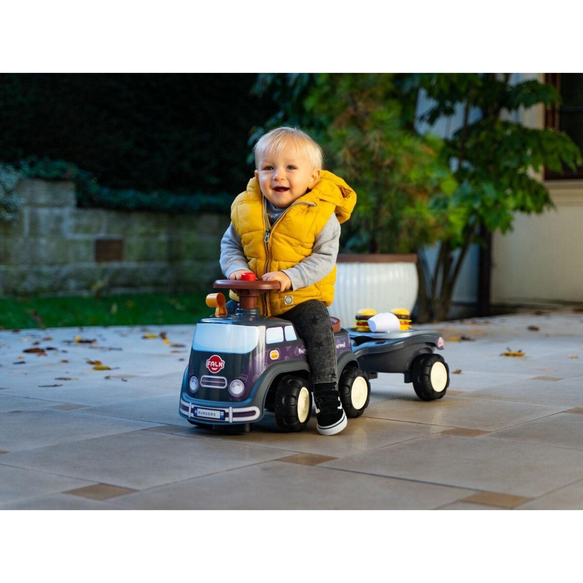 FALK Porteur enfant Food Truck avec remorque 1 à 3 ans - Falk