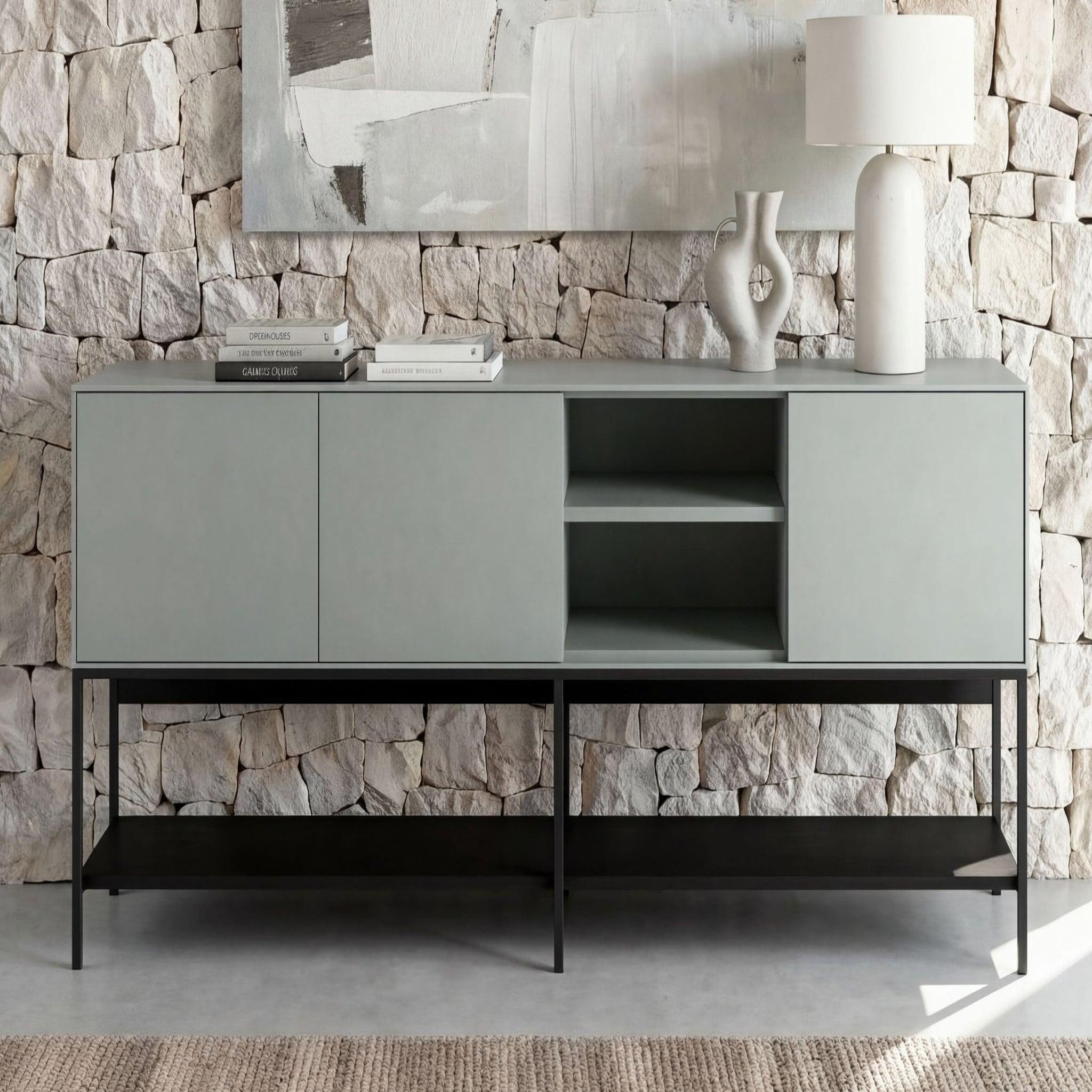 Voir la diapositive 5 : CASANOVA PARIS MAOLA - Buffet 3 portes 180cm en mélamine - Gris