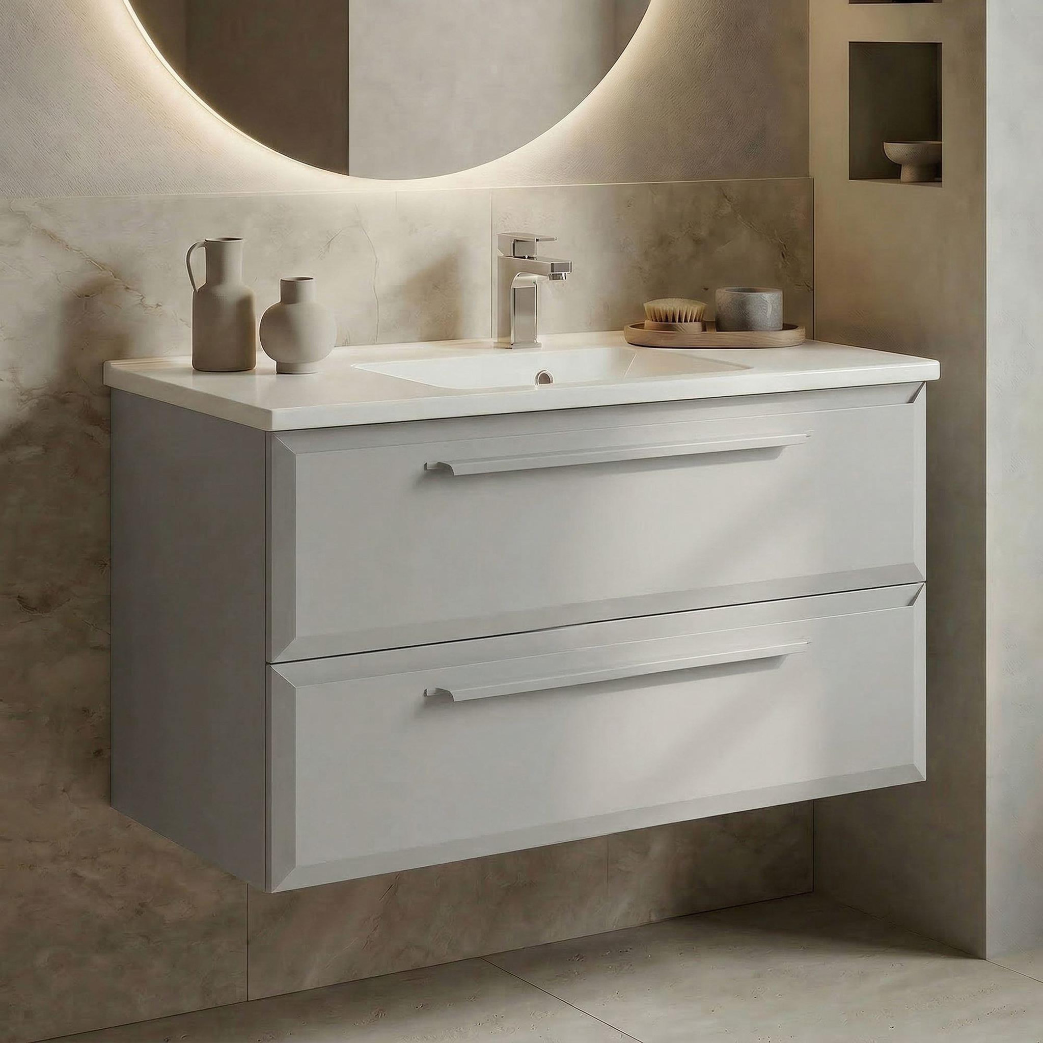 Voir la diapositive 2 : Habitat et Jardin Meuble Vasque  Nuvola 100 v2  - 100 x 50 x 62 cm - Cashmere