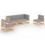 Voir la diapositive 2 : VIDAXL Salon de jardin 5 pcs avec coussins Bois de pin massif