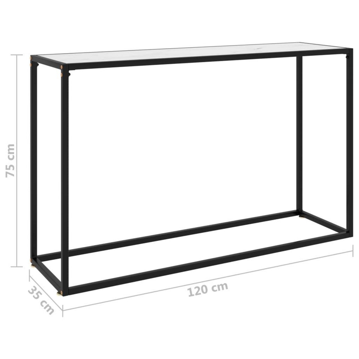 VIDAXL Table console Blanc 120x35x75 cm Verre trempe