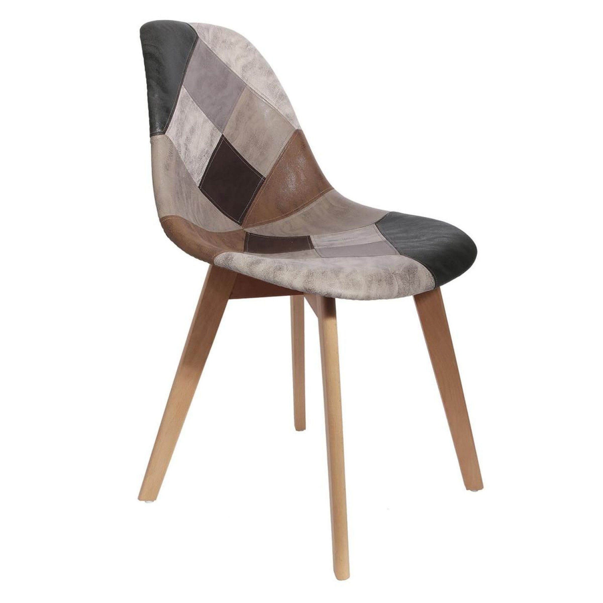 Voir la diapositive 2 : The Home Deco Factory Lot de 4 chaises patchwork  colmar  85cm gris