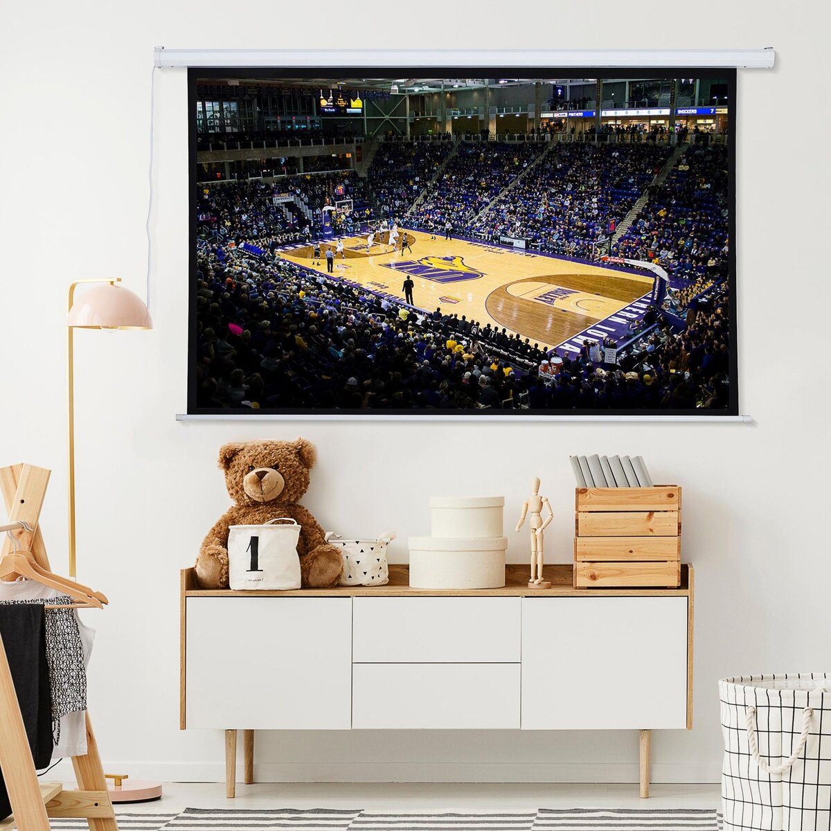 HOMCOM Ecran de projection motorisé home-cinéma format 4:3 84 pouces 171L x 128H cm blanc