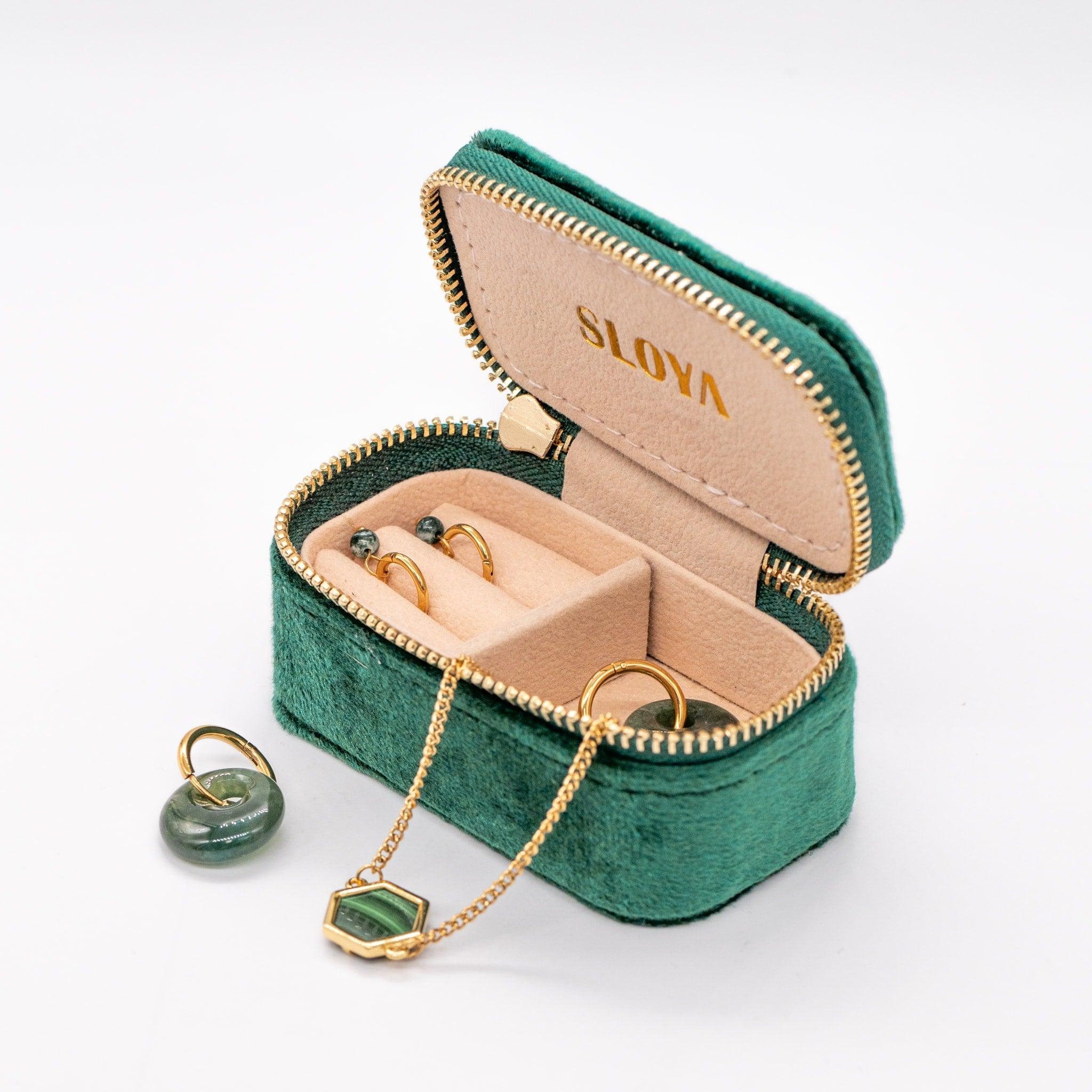 Voir la diapositive 5 : SLOYA Mini boîte à bijoux velours vert emeraude