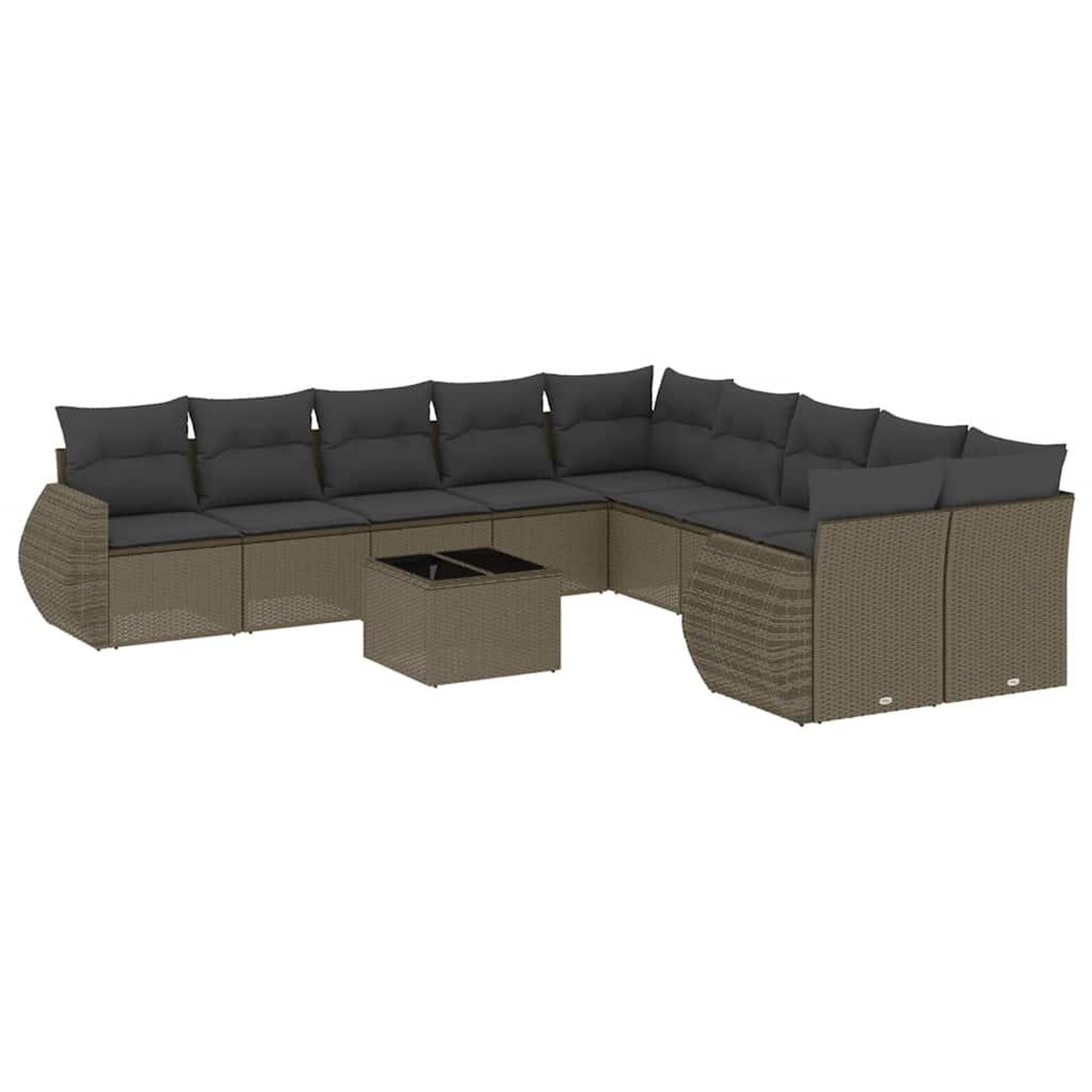 Voir la diapositive 2 : VIDAXL Salon de jardin 11 pcs avec coussins gris clair resine tressee