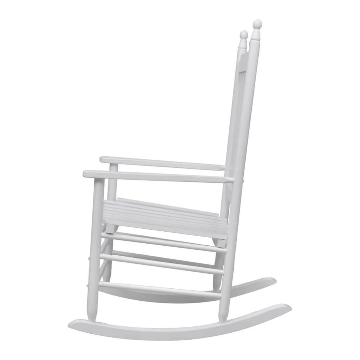 VIDAXL Chaise a bascule avec siege incurve Blanc Bois