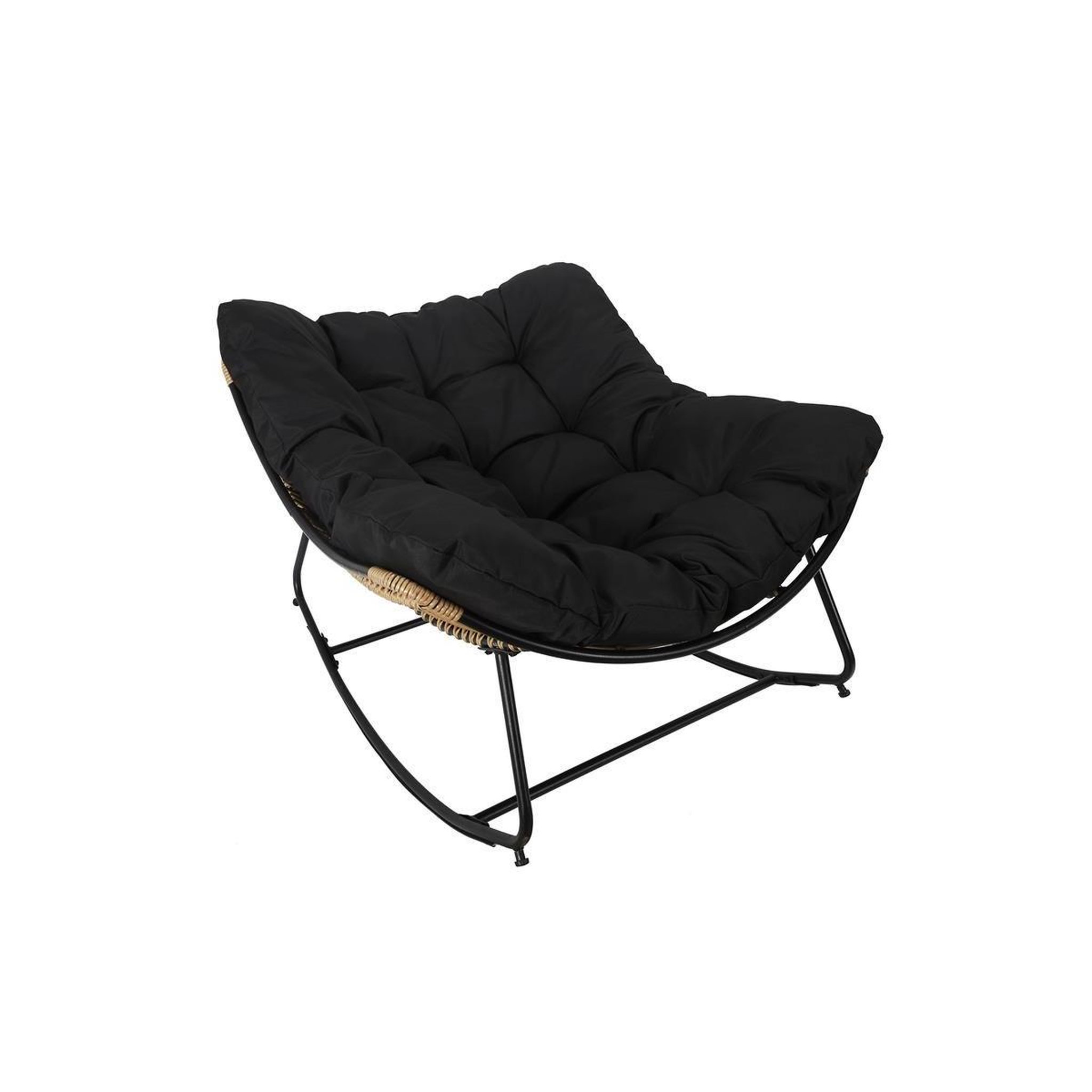 The Home Deco Factory Fauteuil à Bascule & Coussin  Tulum  114cm Noir