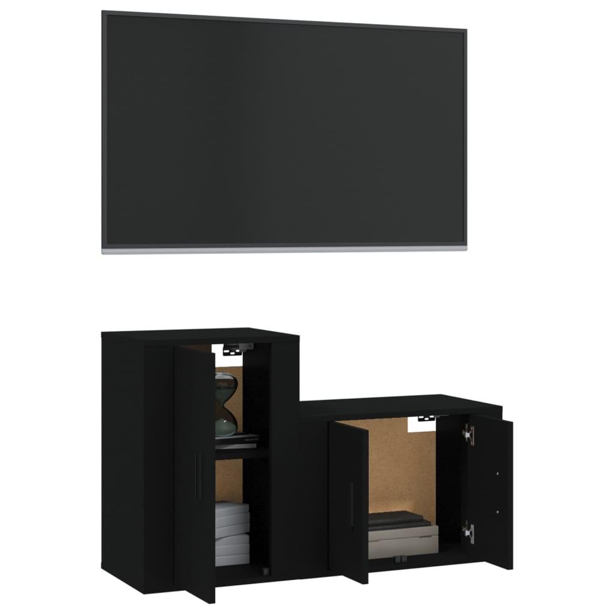 Voir la diapositive 3 : VIDAXL Ensemble de meubles TV 2 pcs noir bois d'ingenierie