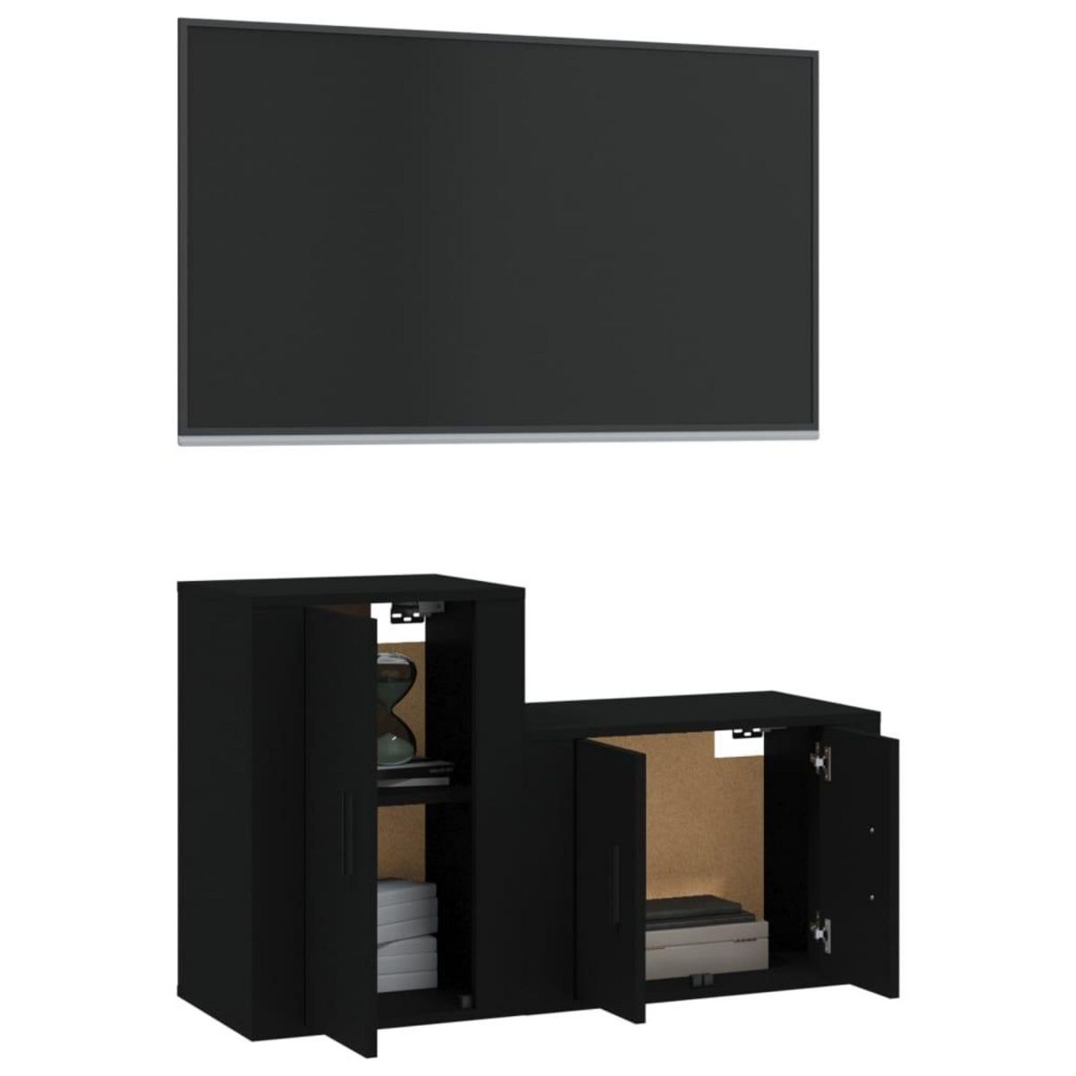 VIDAXL Ensemble de meubles TV 2 pcs noir bois d'ingenierie
