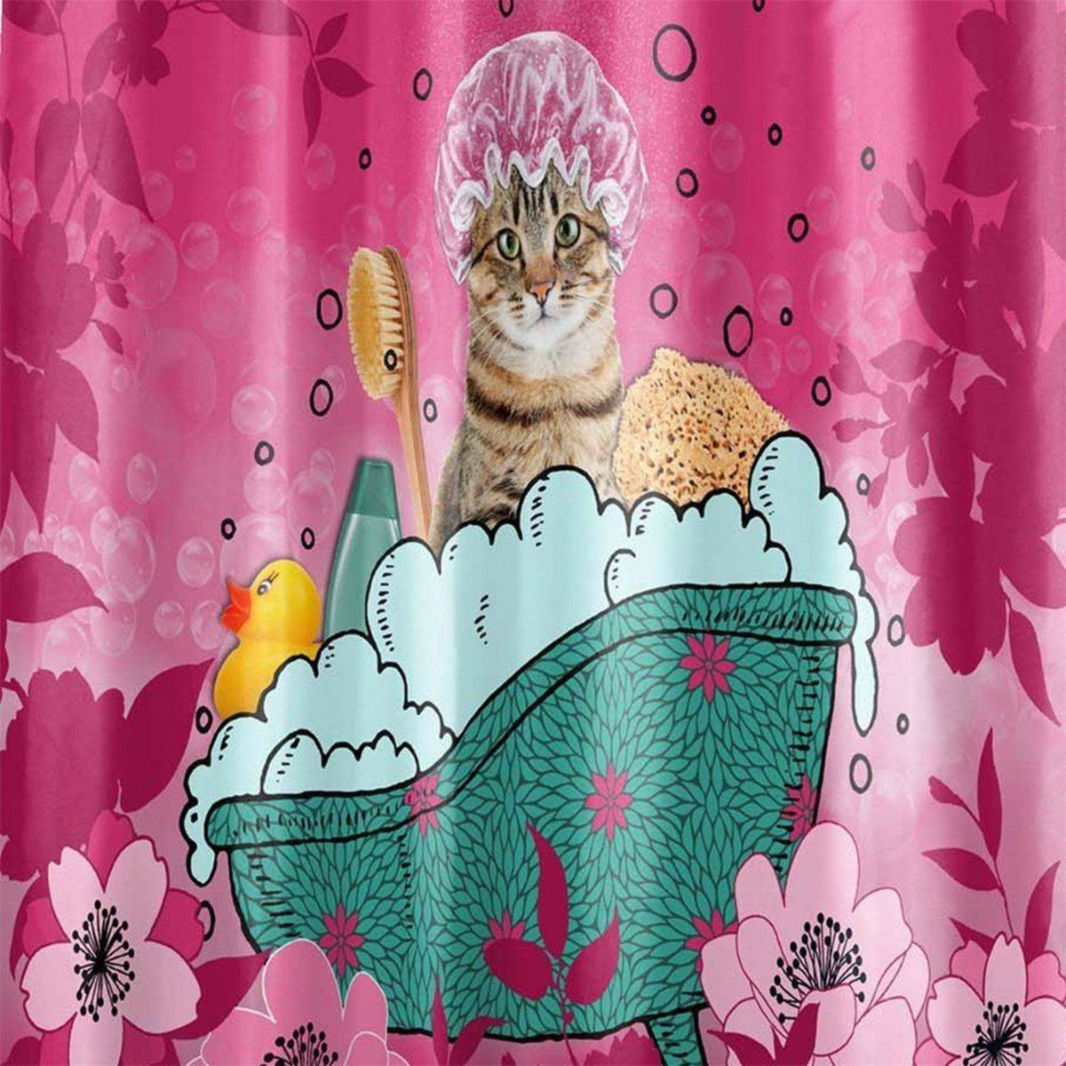 Douceur d'Intérieur Rideau de douche 180x200 Chatibulle