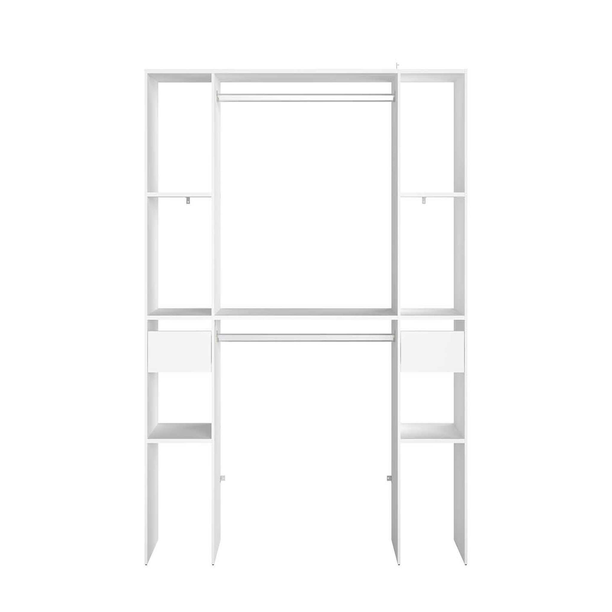CONCEPT USINE Dressing blanc 6 étagères 2 tiroirs 2 penderies 180 x 40 x 180 cm ELYSEE