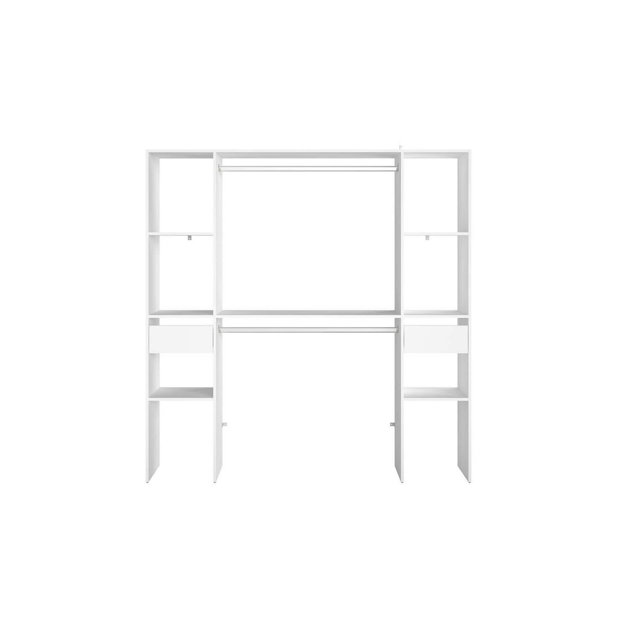 CONCEPT USINE Dressing blanc 6 étagères, 2 tiroirs, 2 penderies 180 x 40 x 180 cm ELYSEE