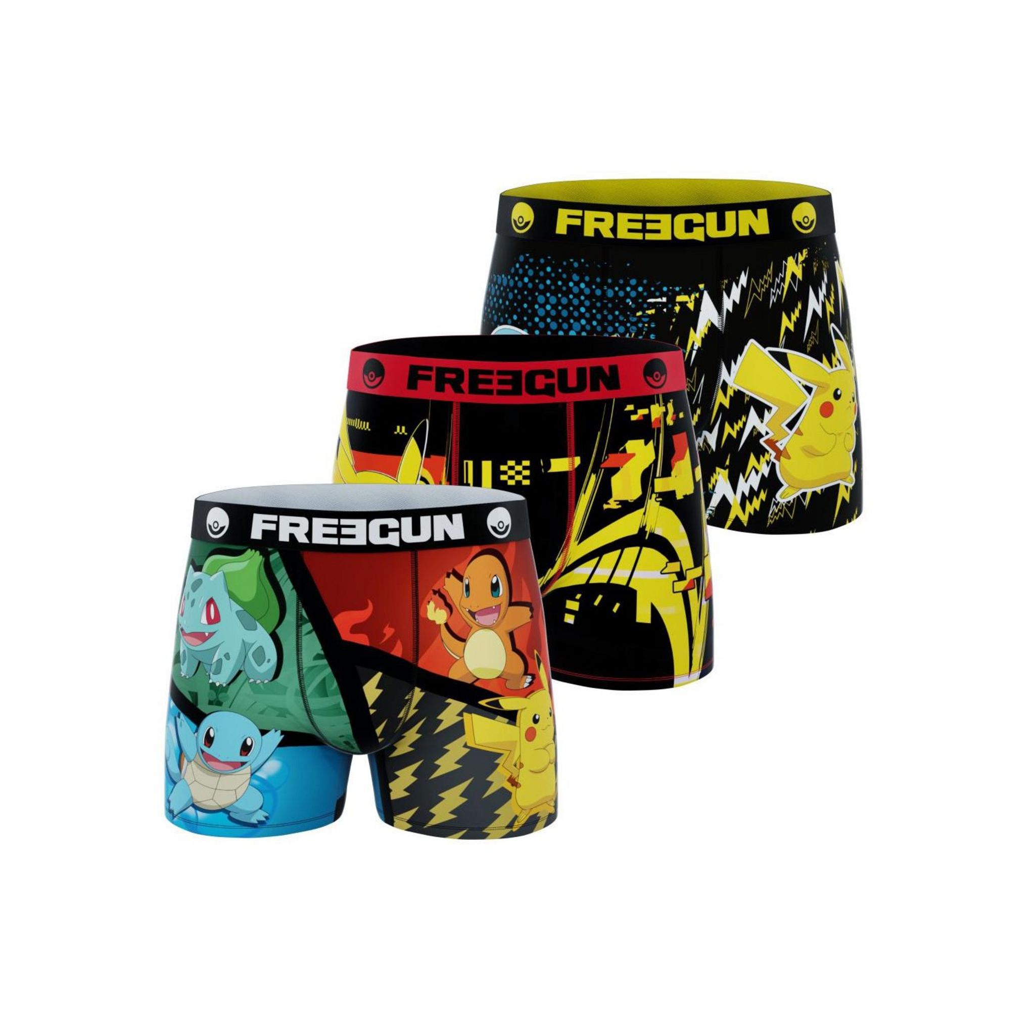 Lot De 3 Boxers Pokémon Pikachu Pour Garçon - 100% Coton, Ceinture élastique, Motifs Colorés - Taille Enfant