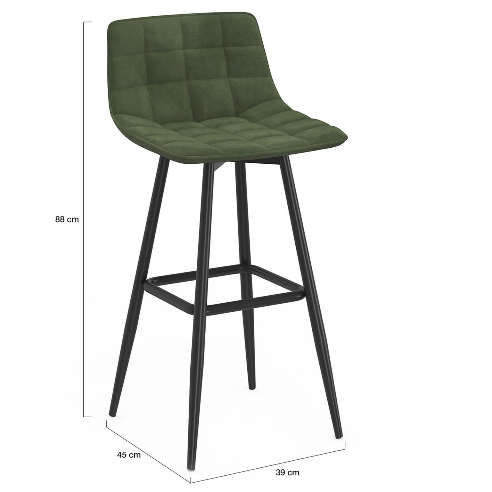 Voir la diapositive 6 : ID MARKET Lot de 4 tabourets de bar mady en velours vert