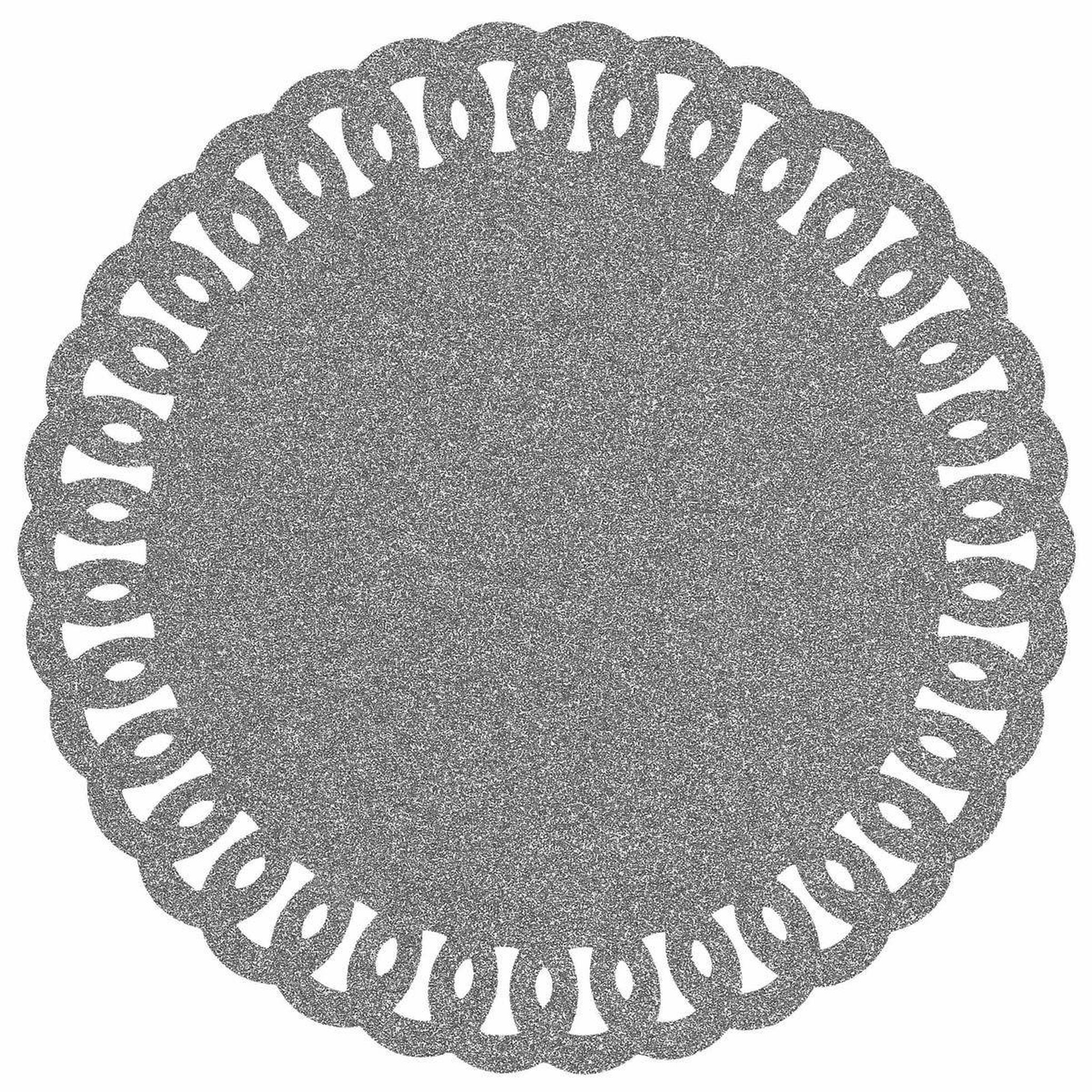 Douceur d'Intérieur Set de table rond à paillettes  guirlande  38cm argent