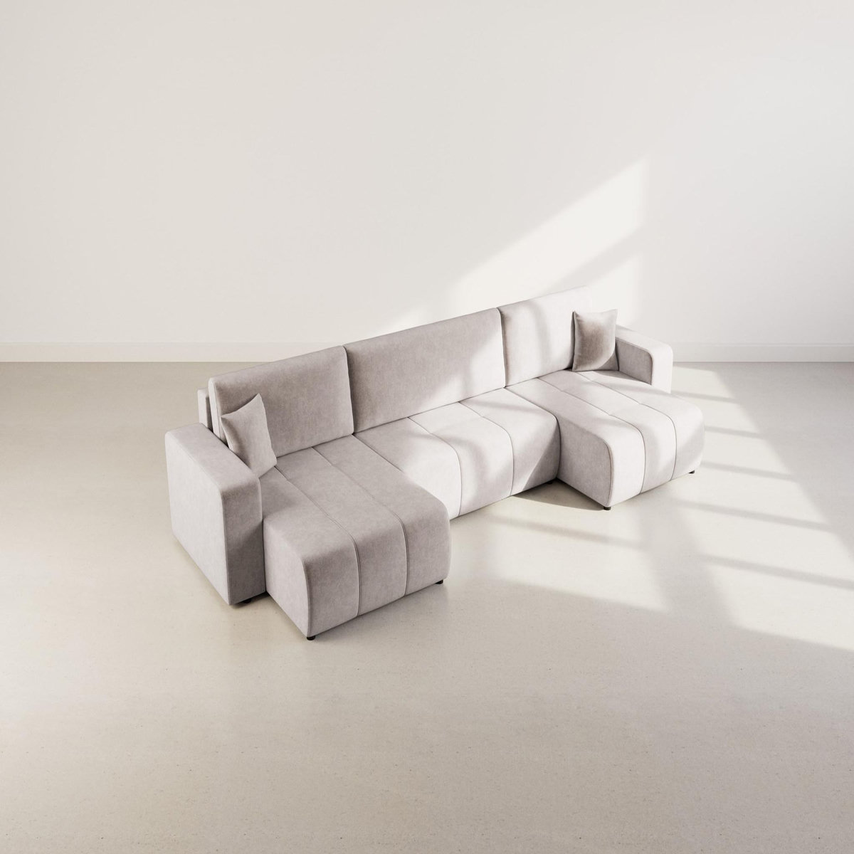 BEST MOBILIER Nicole - canapé panoramique en u 7 places convertible avec coffre en tissu