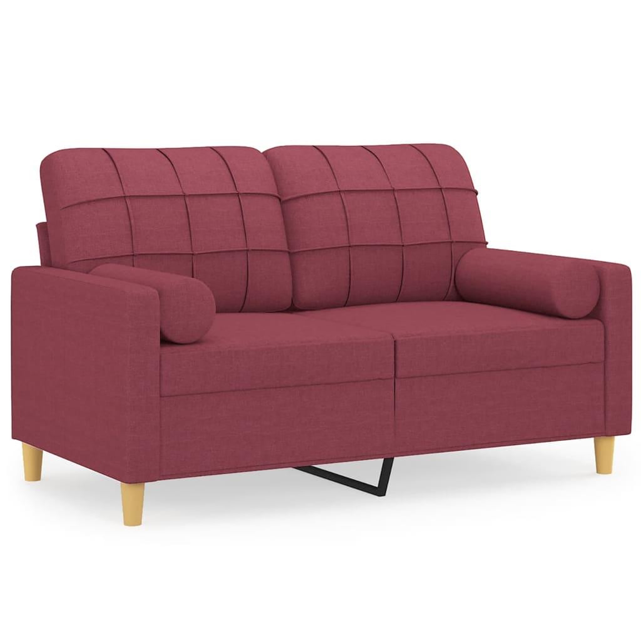 Voir la diapositive 2 : VIDAXL Canape 2 places avec oreillers bordeaux 120 cm tissu