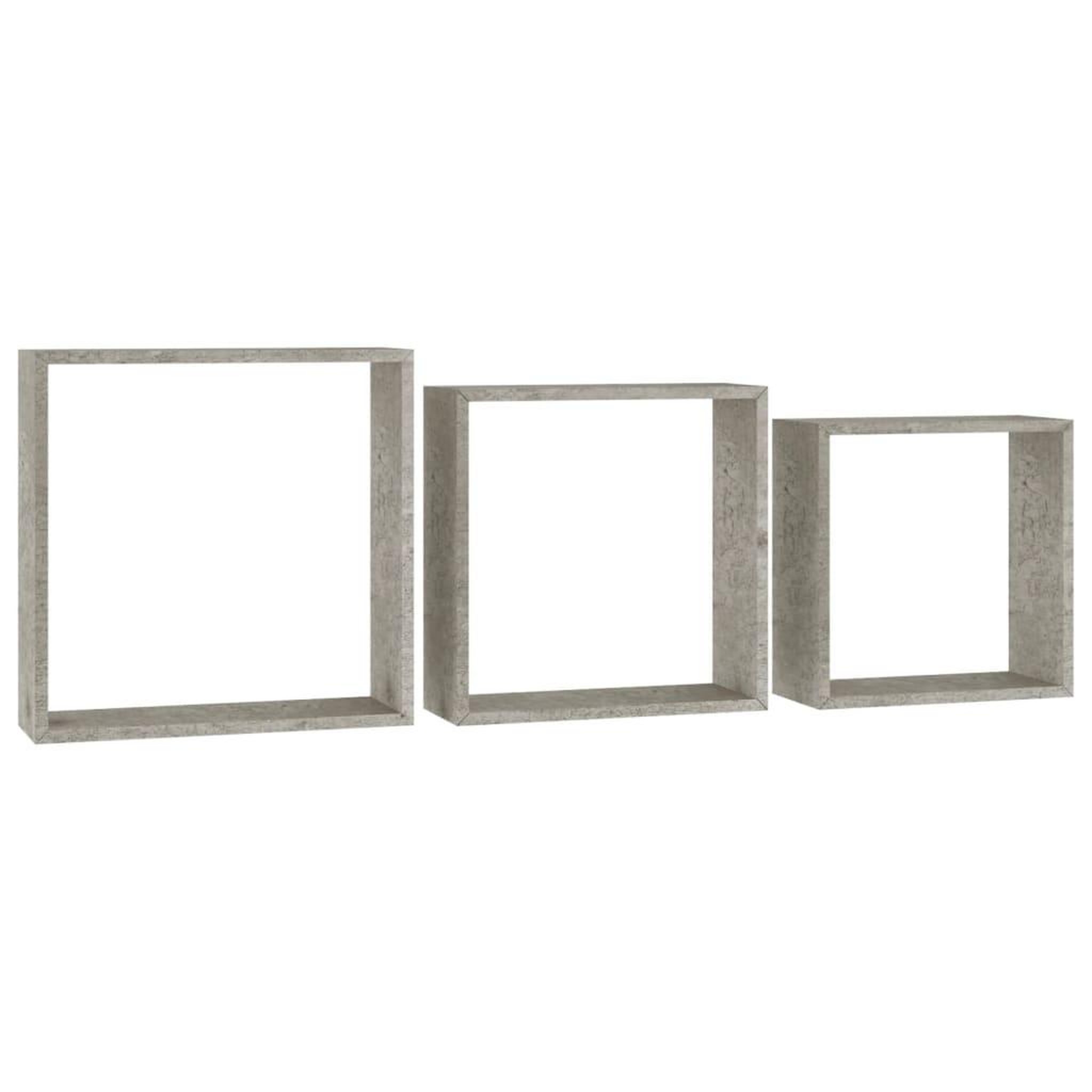 Voir la diapositive 3 : VIDAXL Etageres murales sous forme de cube 3 pcs Gris beton