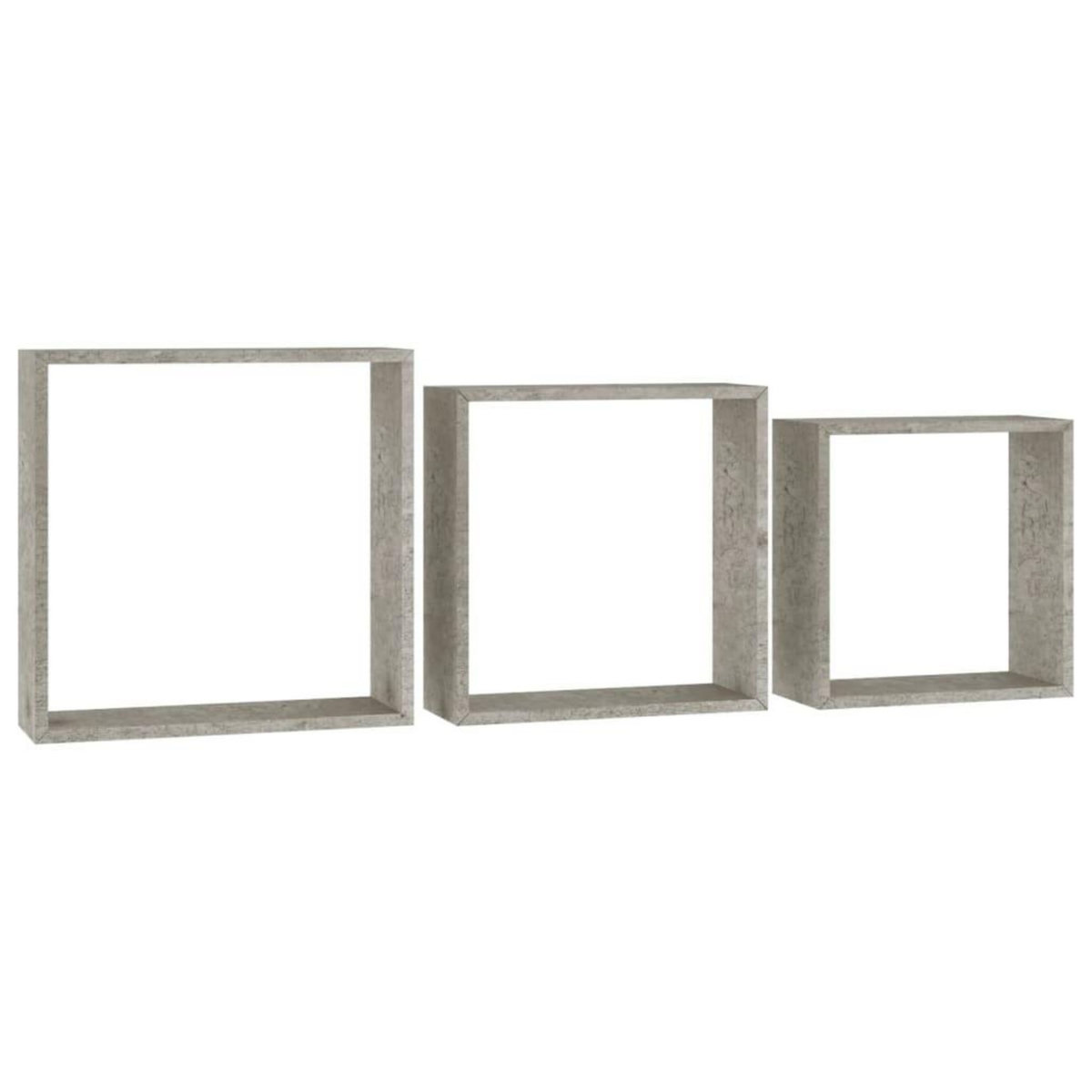 VIDAXL Etageres murales sous forme de cube 3 pcs Gris beton